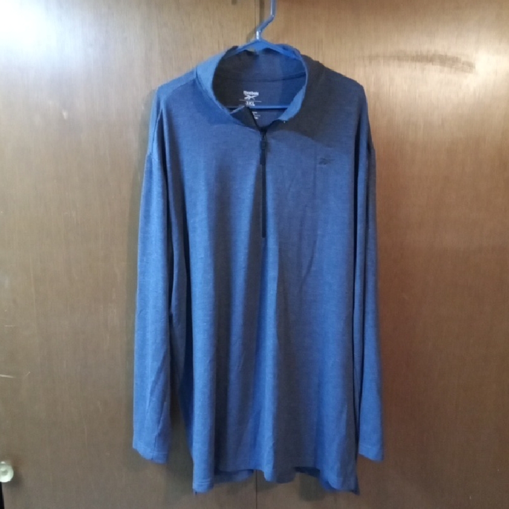 Reebok Men's Navy Long Sleeve Tee With Zipper